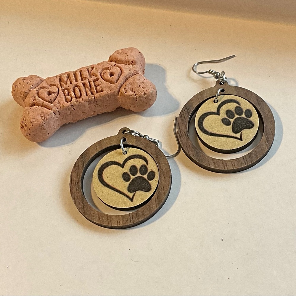 Big Paw Earrings, Dog Love,  Light Weight Statement Dog Earrings.  Gift Idea